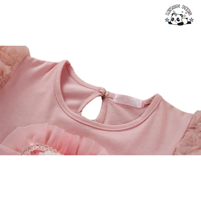 LEZONKIDS - Summer Baby Girls Clothing Set Short Sleeve T-shirt Puffy Tutu 2pcs Skirt Set for 2-14 Years Girls